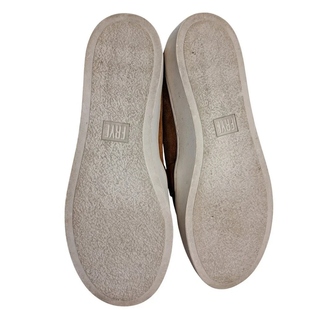 Frye Lena Harness Slip On Suede Loafers Low Top Sneakers Size 6.5 Brown Leather